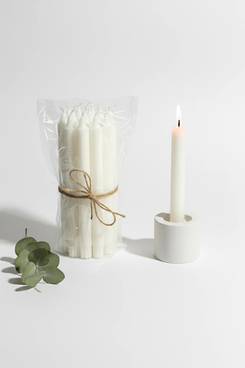 "Advent candles 20 pack made from stearin, white candles for advent calendar, Aventuriini"
