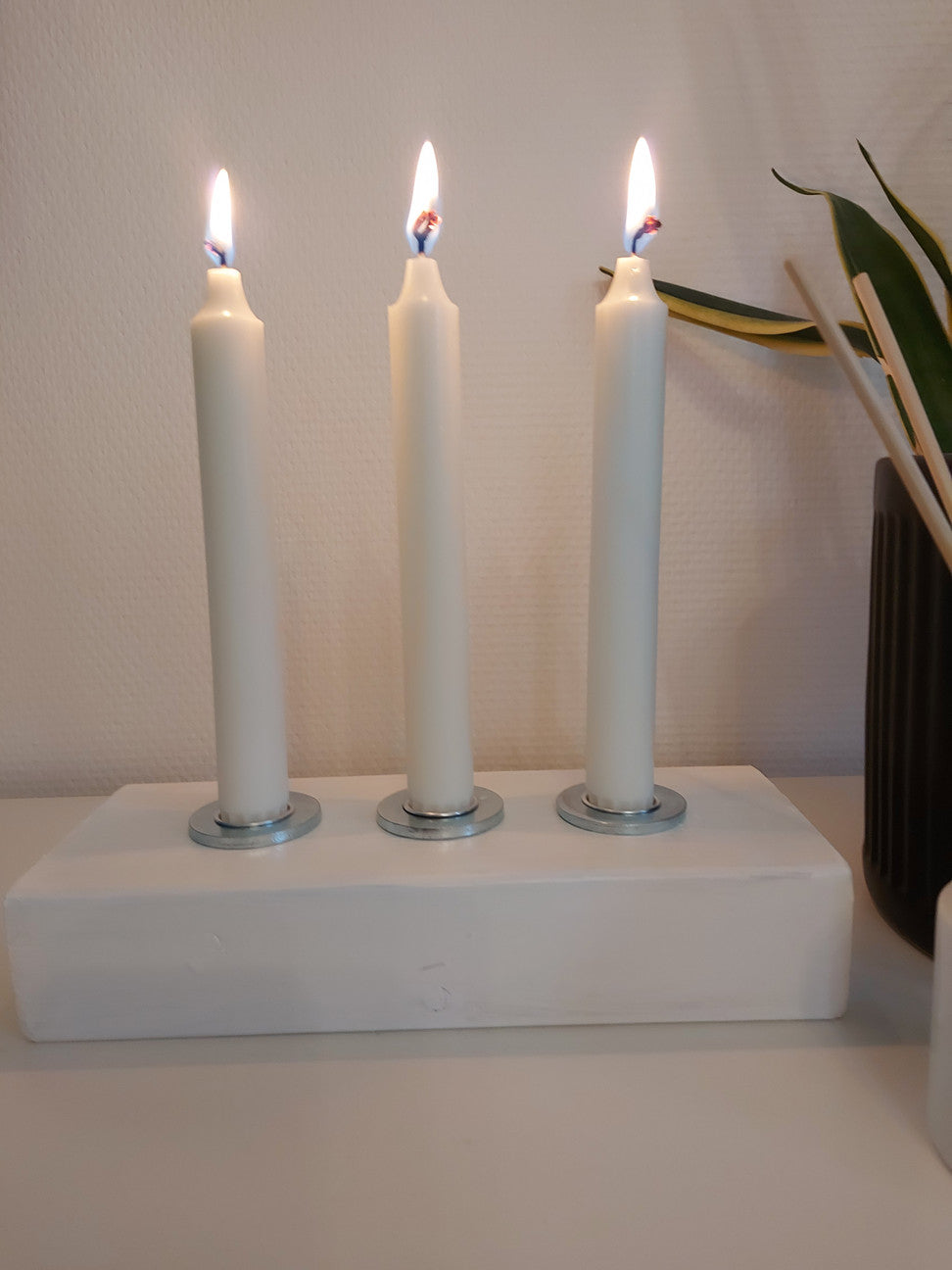 "White advent candles for rustic candle holder, Aventuriini"