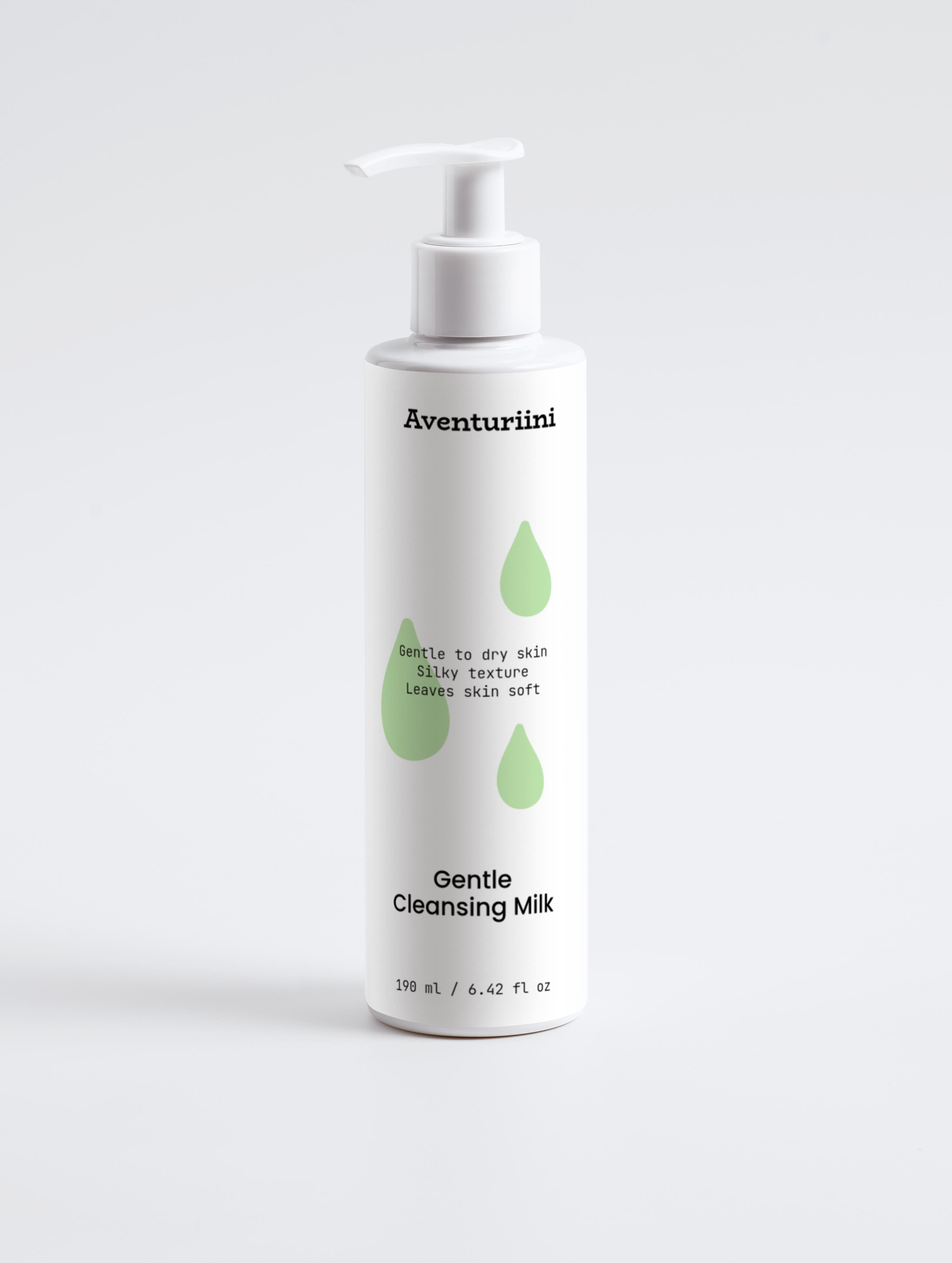 "Gentle Cleansing Milk 200ml creamy facial cleanser for all skin types, Aventuriini"
