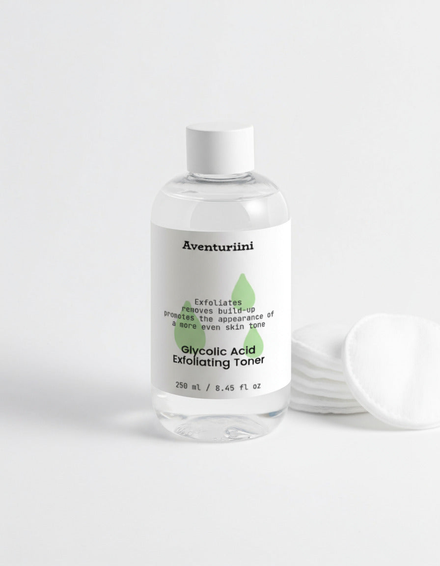"Glycolic Acid Exfoliating Toner 250ml for gentle skin renewal and brightening, Aventuriini"