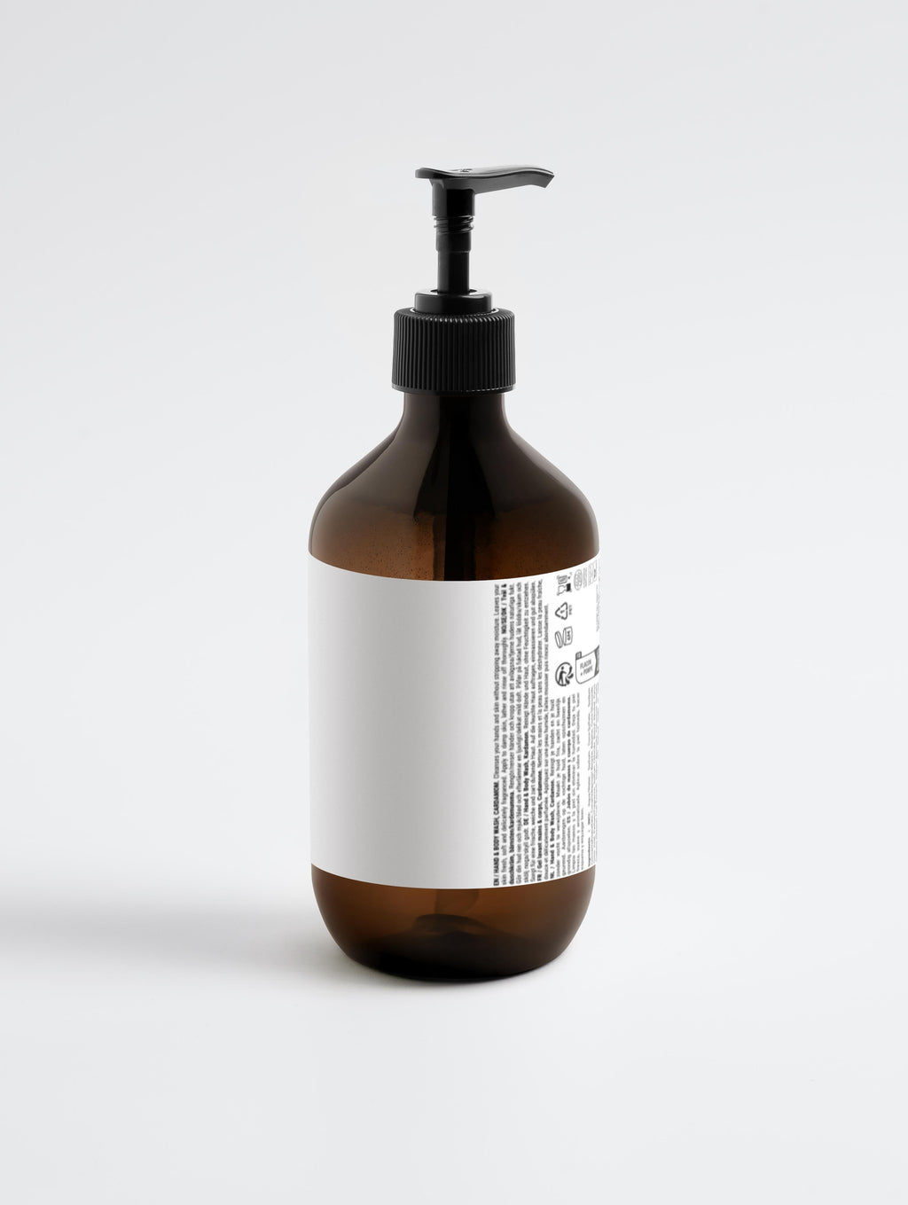 "Natural hand and body wash with ginger and smoky cardamom, gentle cleansing formula"