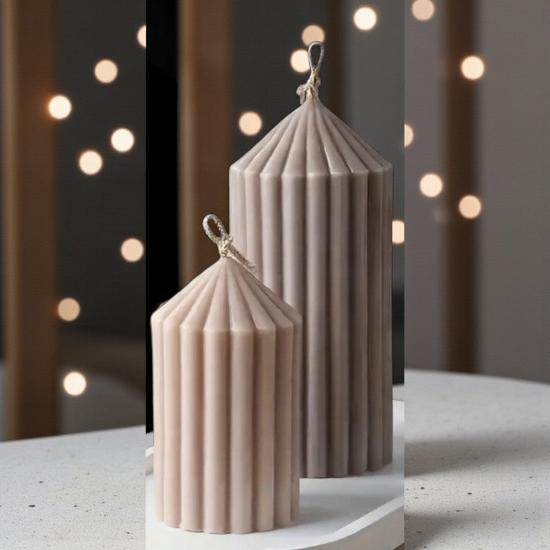 "Small taper candle 7.5cm in latte color, hand-poured stearin paraffin blend, Aventuriini"