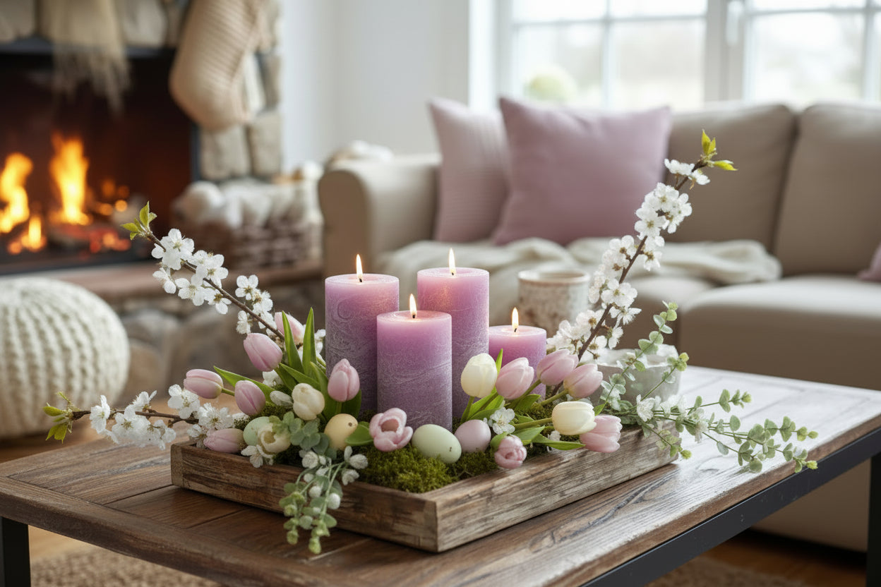 Aventuriini table candle color  lavender 7×15cm