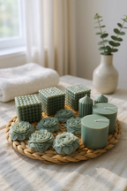 Pine Green Candle Set - Handcrafted 5 Pieces