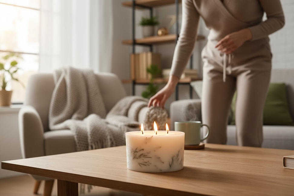 Aventuriini Hornio Forest Pillar Candle Large 17x9cm - 4 Hearts