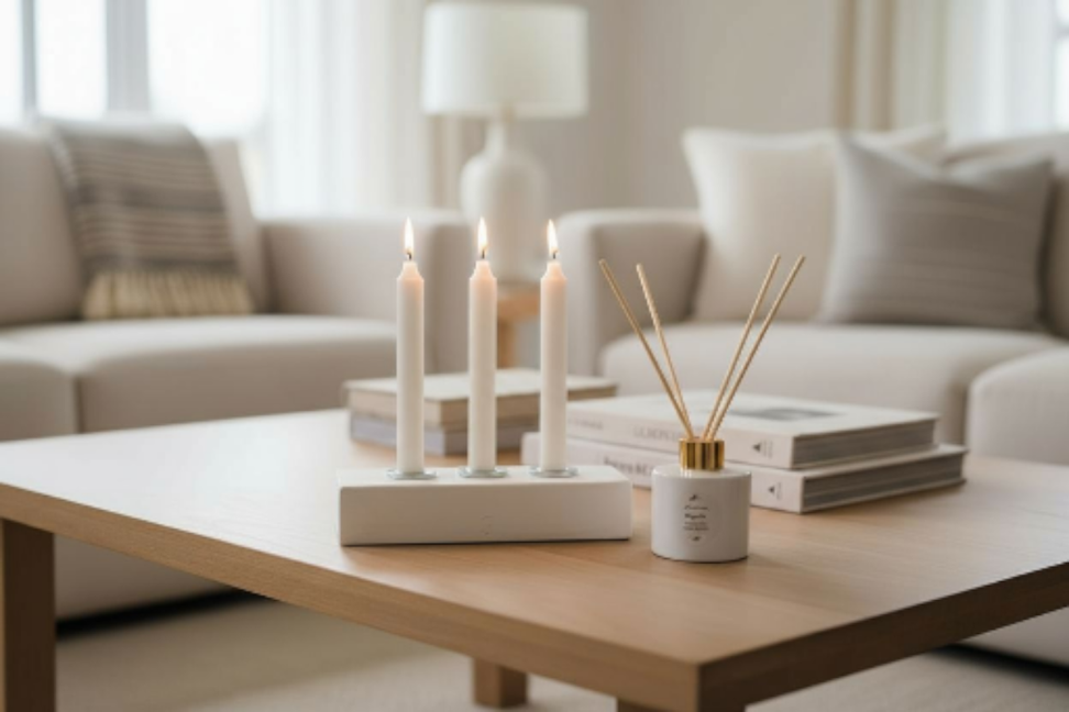 Unique Rustic Advent Candle Holder White